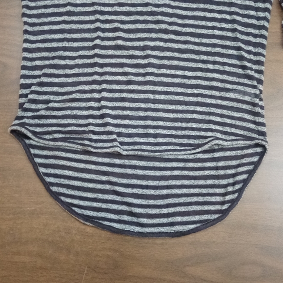 Express Soft Cozy Gray & Black Striped Hi Low Top - Picture 6 of 13